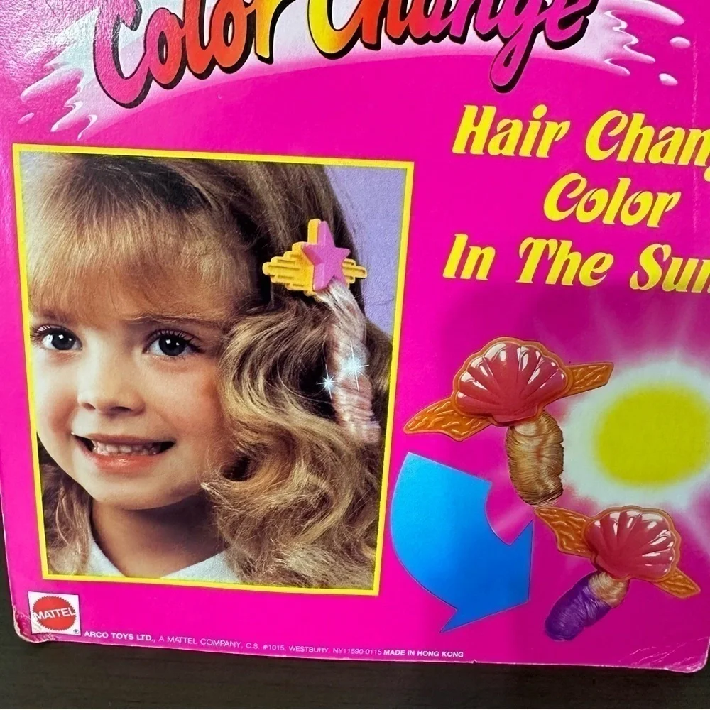 Barbie Color Change Hair Clip On Barrettes Extensions Shell Star Comb Vintage
